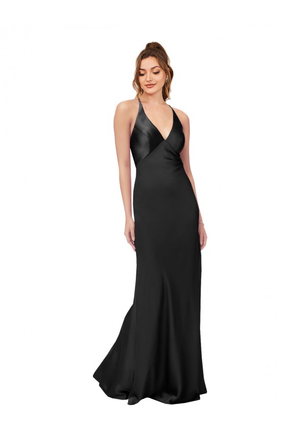 Long Black Sleeveless Sheath Open Back Black Tie Evening Gown / Prom Dress / Bridesmaid Dress Canberra