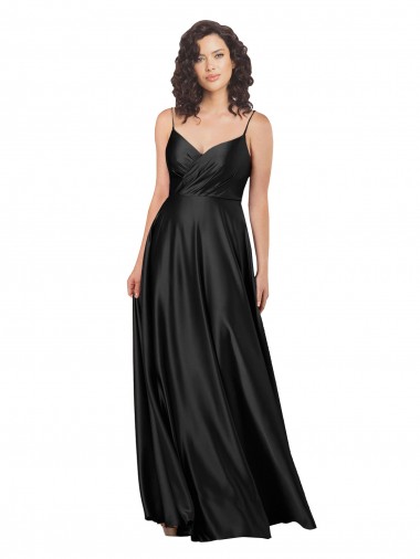 Long Black Sleeveless A-Line Low Back Formal Dress / Bridesmaid Dress Canberra