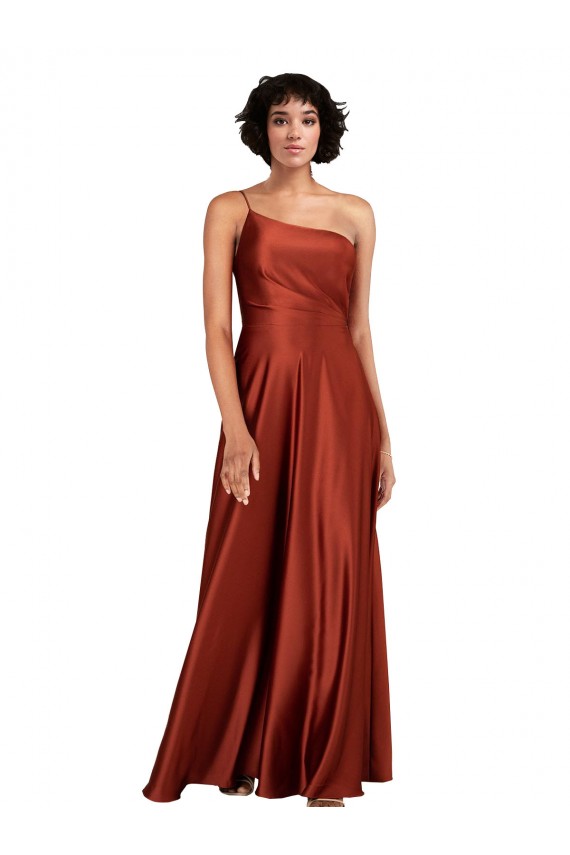 Long Burnt Orange Sleeveless A-Line Black Tie Evening Gown / Prom Dress / Bridesmaid Dress Canberra