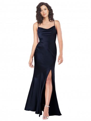 Long Dark Navy Sleeveless A-Line Black Tie Evening Gown / Prom Dress / Bridesmaid Dress Canberra