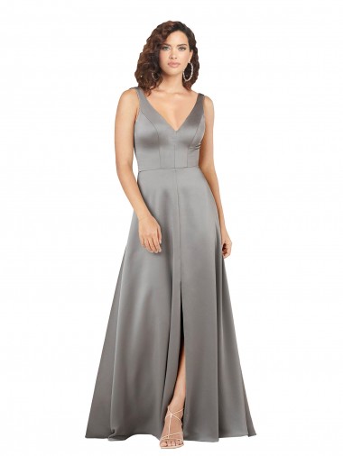 Long Pearl Grey Sleeveless A-Line Formal Evening Gown / Prom Dress / Bridesmaid Dress Canberra