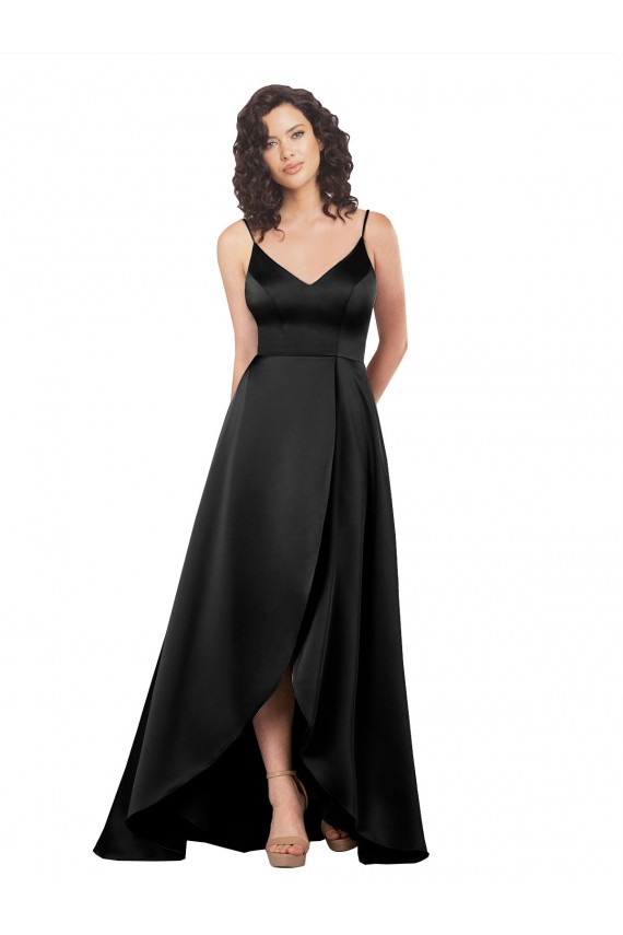 Long Black Sleeveless A-Line V-Back High Low Evening Gown / Prom Dress / Bridesmaid Dress Canberra