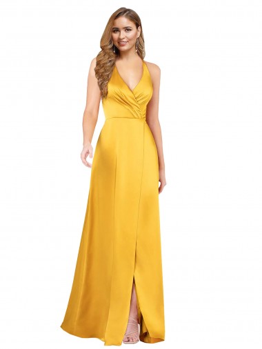 Long Sleeveless A-Line Open Back Front Slit Formal Evening Gown / Prom Dress / Bridesmaid Dress Canberra