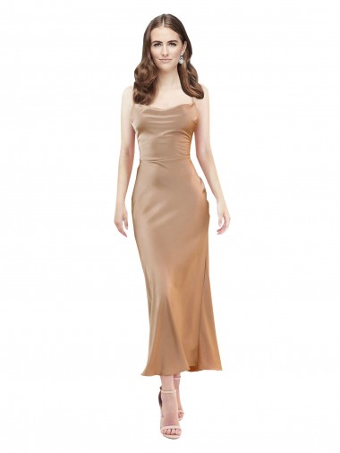 Midi Length Rose Gold Sleeveless Sheath Open Back Formal Evening Gown / Prom Dress / Bridesmaid Dress Canberra