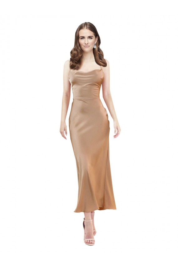 Midi Length Rose Gold Sleeveless Sheath Open Back Formal Evening Gown / Prom Dress / Bridesmaid Dress Canberra