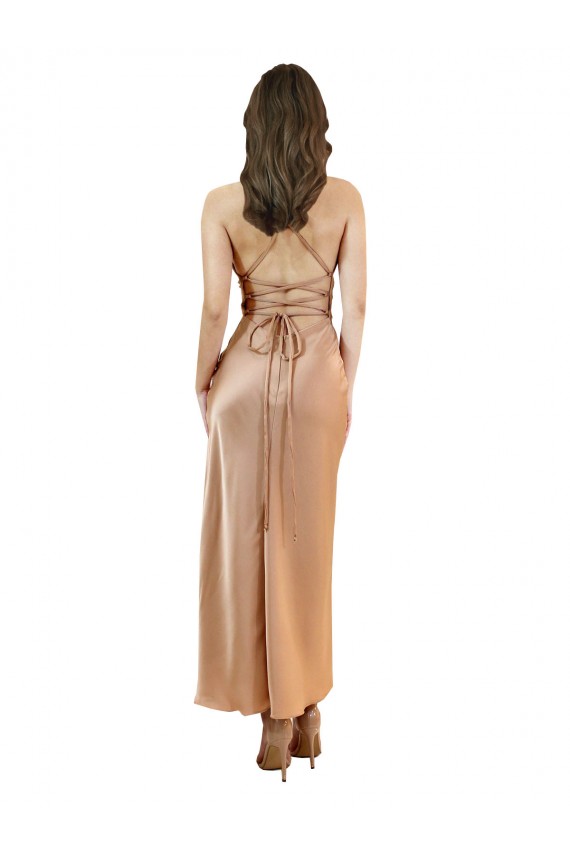 Midi Length Rose Gold Sleeveless Sheath Open Back Formal Evening Gown / Prom Dress / Bridesmaid Dress Canberra