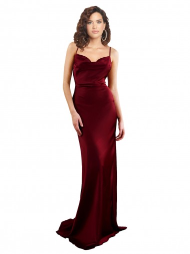 Long Burgundy Sleeveless Sheath Open Back Formal Evening Gown / Prom Dress / Bridesmaid Dress Canberra