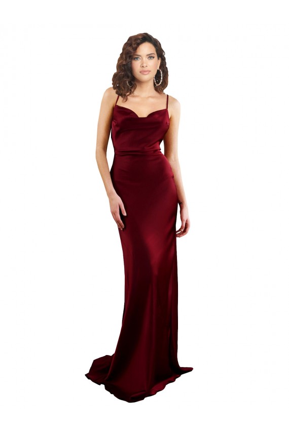 Long Burgundy Sleeveless Sheath Open Back Formal Evening Gown / Prom Dress / Bridesmaid Dress Canberra