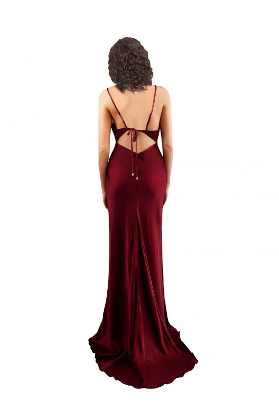 Long Burgundy Sleeveless Sheath Open Back Formal Evening Gown / Prom Dress / Bridesmaid Dress Canberra