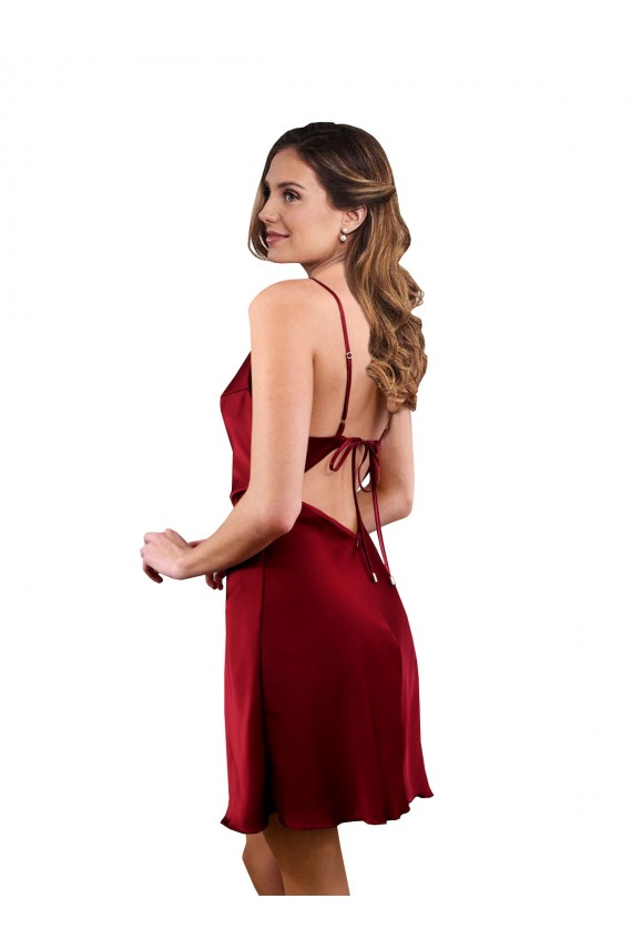 Midi Length Burgundy Sleeveless Sheath Open Back Formal Evening Gown / Prom Dress / Bridesmaid Dress Canberra