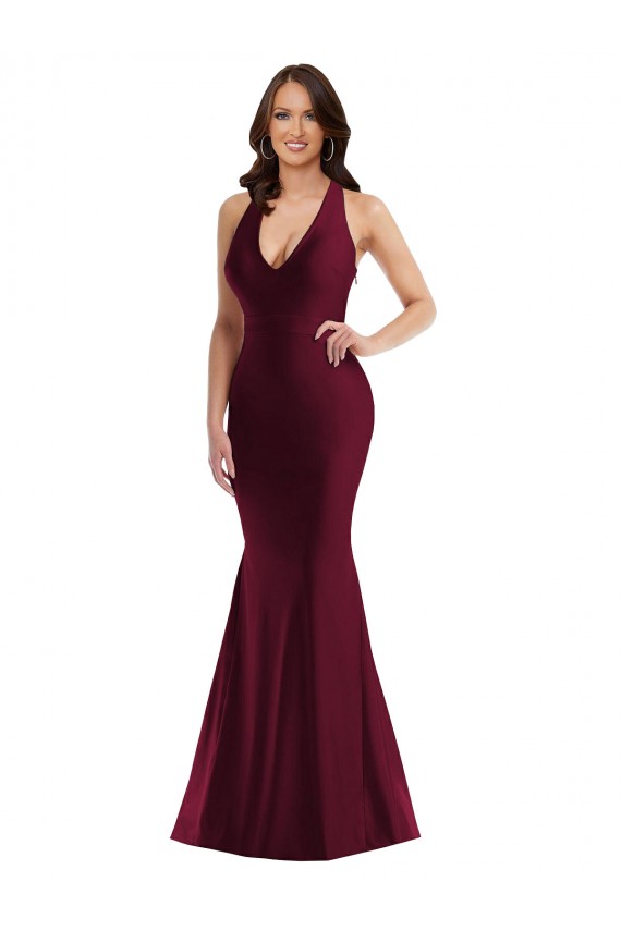 Long Burgundy Sleeveless Mermaid Open Back Formal Plus Size Evening Gown / Prom Dress / Bridesmaid Dress Canberra