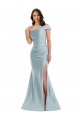 Long Light Sky Blue Sleeveless Mermaid Side Slit Formal Evening Gown / Prom Dress / Bridesmaid Dress Canberra