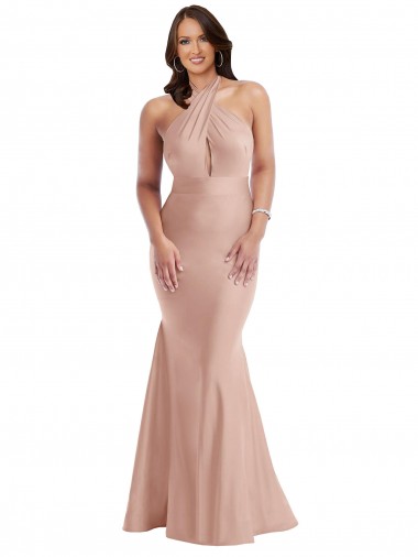 Long Dusty Pink Sleeveless Mermaid Open Back Formal Plus Size Evening Gown / Prom Dress / Bridesmaid Dress Canberra