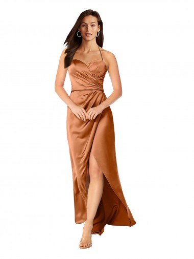 Long Orange Sleeveless A-Line Low Back High Low Evening Gown / Prom Dress / Bridesmaid Dress Canberra