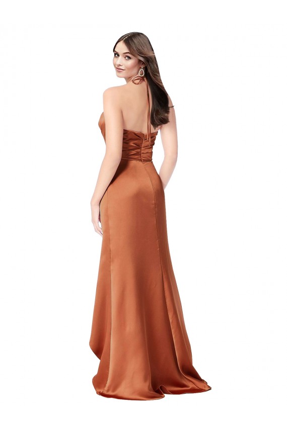 Long Orange Sleeveless A-Line Low Back High Low Evening Gown / Prom Dress / Bridesmaid Dress Canberra