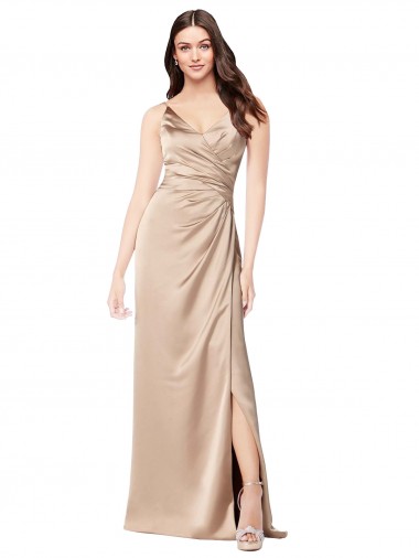 Long Champagne Pink Sleeveless A-Line Low Back Formal Evening Gown / Prom Dress / Bridesmaid Dress Canberra