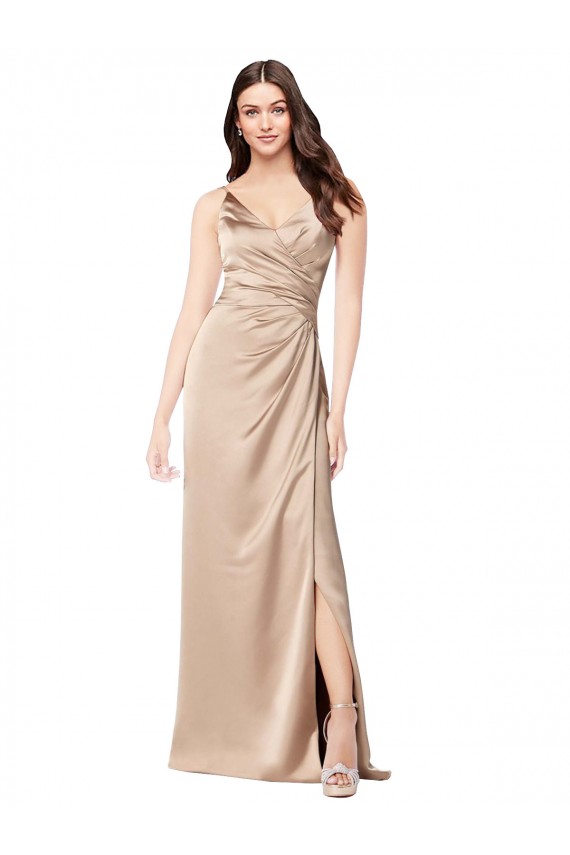 Long Champagne Pink Sleeveless A-Line Low Back Formal Evening Gown / Prom Dress / Bridesmaid Dress Canberra