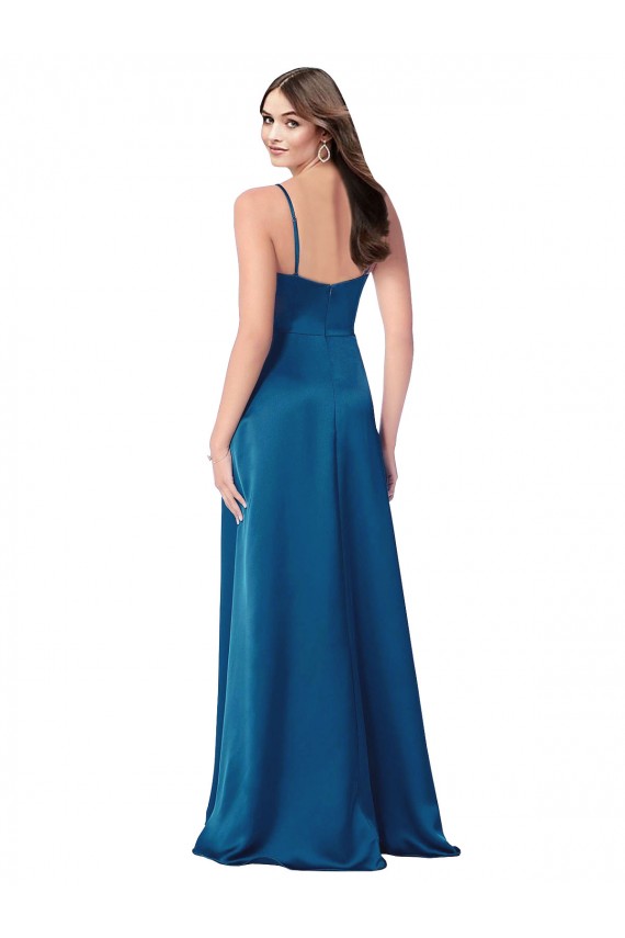 Long Peacock Blue Sleeveless A-Line Low Back Formal Evening Gown / Prom Dress / Bridesmaid Dress Canberra