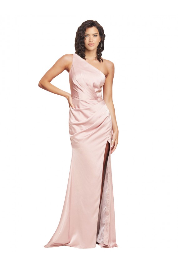 Long Pink Sleeveless Sheath Low Back High Slit Formal Evening Gown / Prom Dress / Bridesmaid Dress Canberra