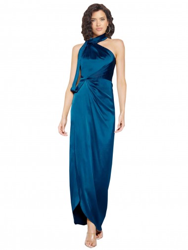 Long Peacock Blue Sleeveless Sheath Side Slit Formal Evening Gown / Prom Dress / Bridesmaid Dress Canberra