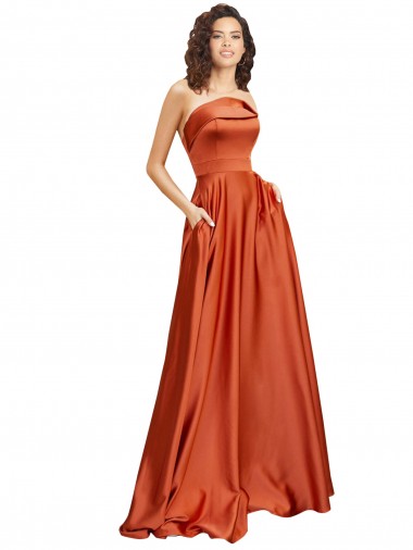 Sweep Train Burnt Orange Sleeveless A-Line Low Back Formal Evening Gown / Prom Dress / Bridesmaid Dress Canberra