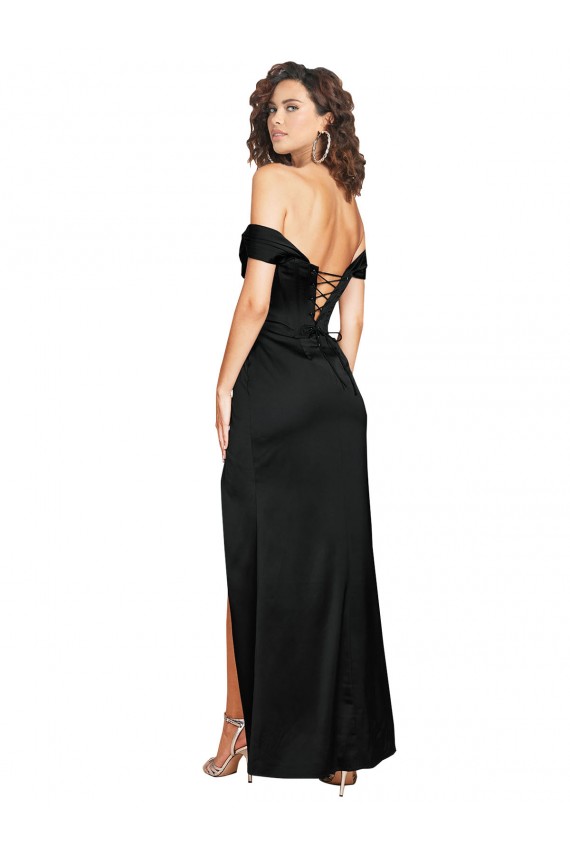 Long Black Sleeveless A-Line Low Back Black Tie Evening Gown / Prom Dress / Bridesmaid Dress Canberra