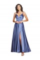 Long French Blue Sleeveless A-Line Low Back Black Tie Evening Gown / Prom Dress / Bridesmaid Dress Canberra