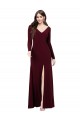 Long Burgundy Gold Long Sleeves Sheath V-Back Prom Dress / Bridesmaid Dress Canberra