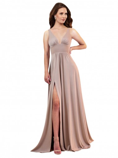 Long Dusty Pink Sleeveless A-Line Low Back Black Tie Evening Gown / Prom Dress / Bridesmaid Dress Canberra