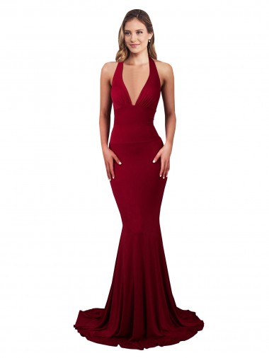 Long Burgundy Sleeveless Mermaid Open Back Spandex Formal Evening Gown / Prom Dress / Bridesmaid Dress Canberra