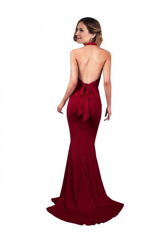 Long Burgundy Sleeveless Mermaid Open Back Spandex Formal Evening Gown / Prom Dress / Bridesmaid Dress Canberra