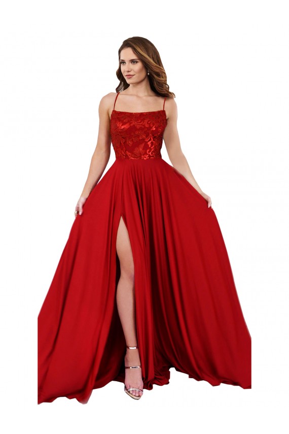 Long Red Sleeveless A-Line Open Back Semi Formal Evening Dress / Prom Dress / Bridesmaid Dress Canberra