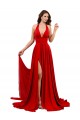 Long Red Sleeveless A-Line Open Back High Slit Formal Evening Gown / Prom Dress / Bridesmaid Dress Canberra