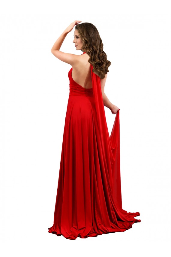 Long Red Sleeveless A-Line Open Back High Slit Formal Evening Gown / Prom Dress / Bridesmaid Dress Canberra