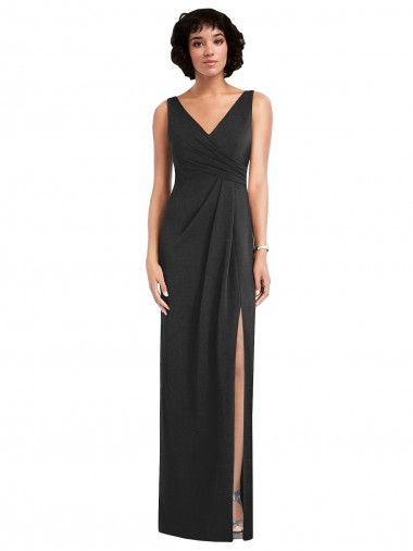 Long Black Sleeveless Sheath V-Back Formal Evening Gown / Prom Dress / Bridesmaid Dress Canberra