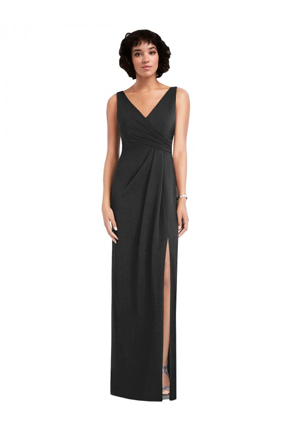 Long Black Sleeveless Sheath V-Back Formal Evening Gown / Prom Dress / Bridesmaid Dress Canberra