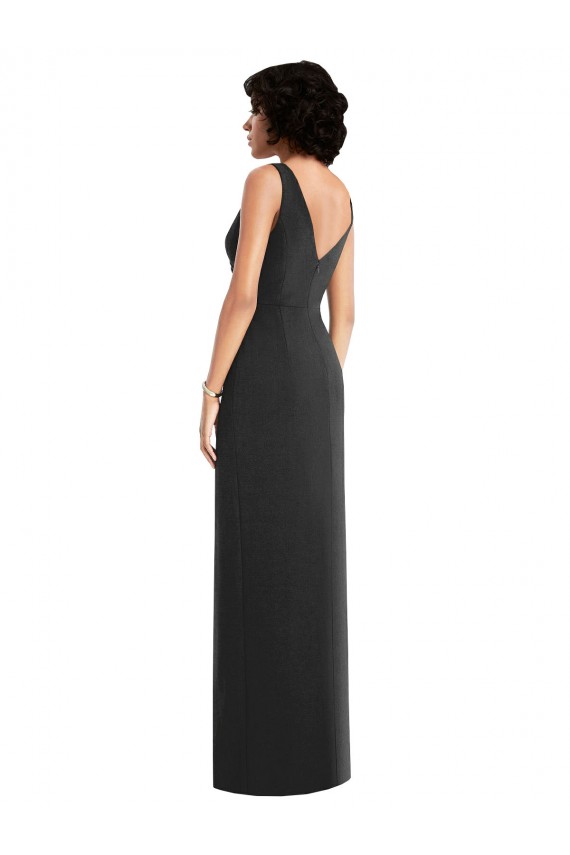 Long Black Sleeveless Sheath V-Back Formal Evening Gown / Prom Dress / Bridesmaid Dress Canberra