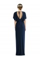 Long Dark Navy Short Sleeves Sheath Open Back Semi Formal Evening Dress / Prom Dress / Bridesmaid Dress Canberra