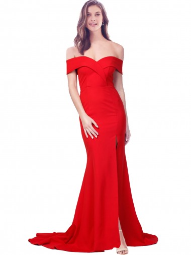 Long Red Sleeveless Mermaid Side Slit Bridesmaid Dress / Evening Dress Canberra