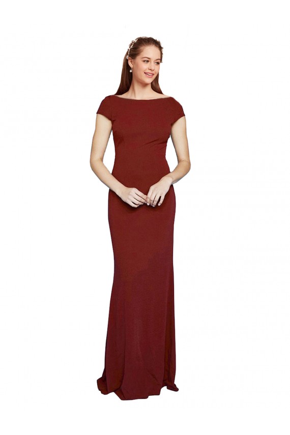 Long Burgundy Cap Sleeves Mermaid Keyhole Back Formal Evening Gown / Prom Dress / Bridesmaid Dress Canberra