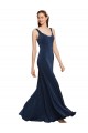 Long Dark Navy Sleeveless A-Line Low Back Prom Dress / Bridesmaid Dress Canberra