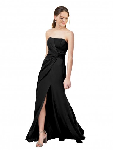 Long Black Sleeveless Sheath Low Back Formal Dress / Bridesmaid Dress Canberra