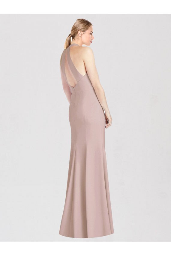 Long Dusty Pink Sleeveless Trumpet Open Back Semi Formal Evening Dress / Bridesmaid Dress Canberra