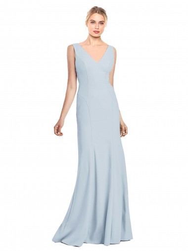 Long Light Sky Blue Sleeveless Trumpet Low Back Bridesmaid Dress / Formal Dress Canberra