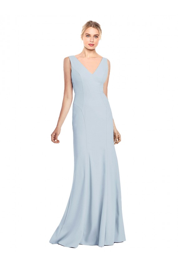 Long Light Sky Blue Sleeveless Trumpet Low Back Bridesmaid Dress / Formal Dress Canberra