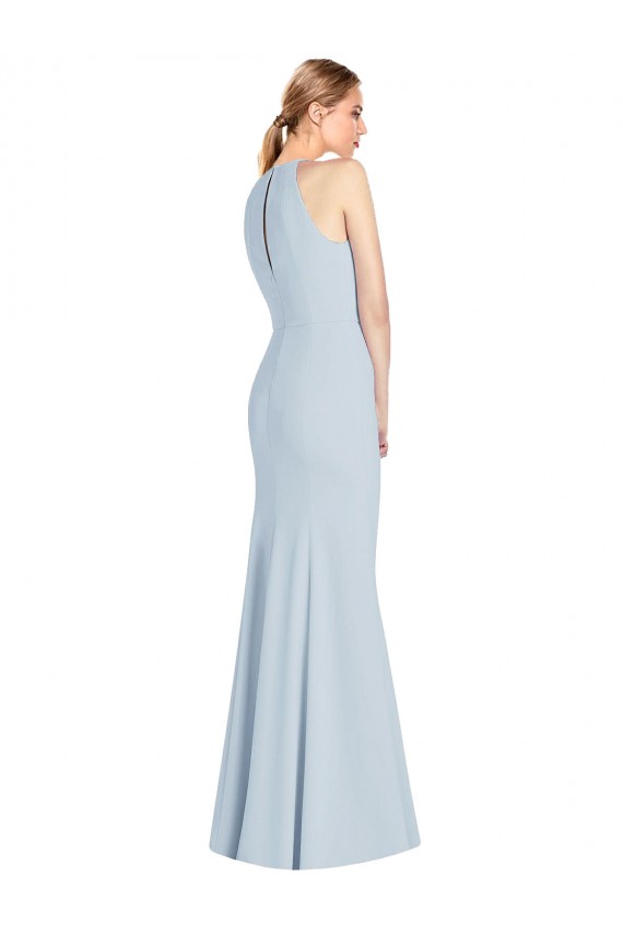 Long Light Sky Blue Sleeveless Trumpet Keyhole Back Semi Formal Evening Dress / Prom Dress / Bridesmaid Dress Canberra