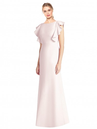 Long Pink Cap Sleeves Trumpet Open Back Formal Dress / Bridesmaid Dress Canberra