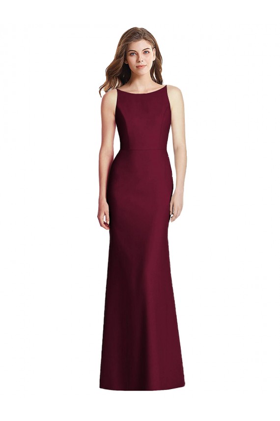 Long Burgundy Gold Sleeveless Trumpet Open Back Semi Formal Evening Dress / Bridesmaid Dress Canberra