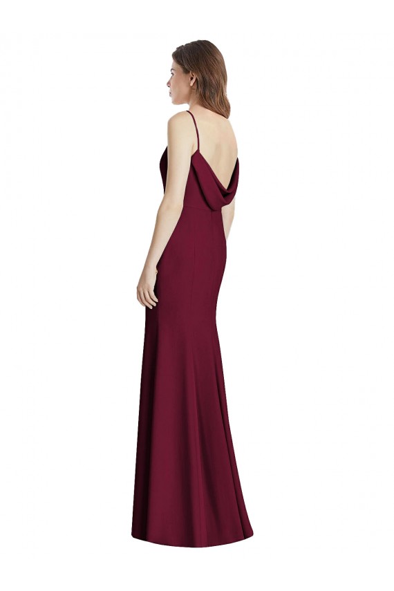 Long Burgundy Gold Sleeveless Trumpet Open Back Semi Formal Evening Dress / Bridesmaid Dress Canberra