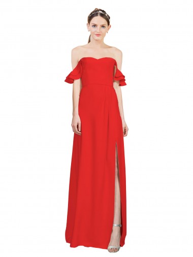 Long Red Sleeveless A-Line Side Slit Formal Evening Gown / Prom Dress / Bridesmaid Dress Canberra